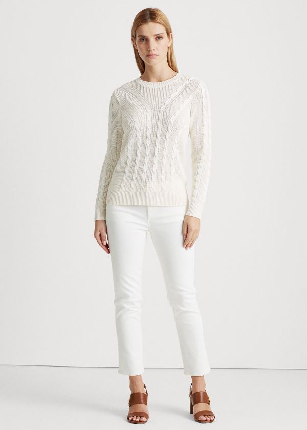 Women's Ralph Lauren Cable-Knit Crewneck Sweater | 908673BKI